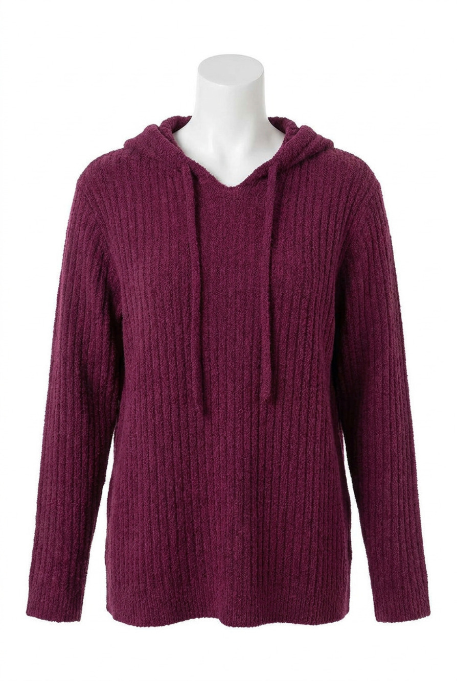 NEW GRACE AND LACE cloud ribbed hoodie in mulberry